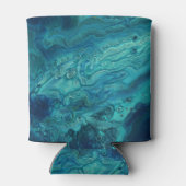 Blauw Blauwgroen acrylveeg Abstract vloeibaar Blikjeskoeler (Achterkant)