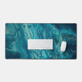 Blauw Blauwgroen acrylveeg Abstract vloeibaar Bureaumat (Keyboard & Muis)