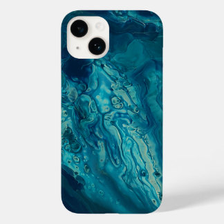 Blauw Blauwgroen acrylveeg Abstract vloeibaar Case-Mate iPhone 14 Hoesje
