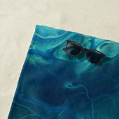 Blauw Blauwgroen acrylveeg Abstract vloeibaar Strandlaken (In situ)