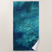 Blauw Blauwgroen acrylveeg Abstract vloeibaar Strandlaken (Voorkant)