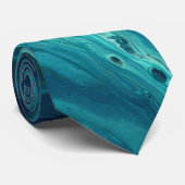 Blauw Blauwgroen acrylveeg Abstract vloeibaar Stropdas (Opgerold)