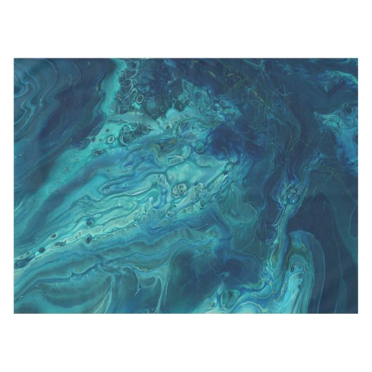 Blauw Blauwgroen acrylveeg Abstract vloeibaar Tafelkleed (Voorkant (Horizontaal))