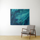 Blauw Blauwgroen acrylveeg Abstract vloeibaar Wandkleed (In Situ (horizontaal))