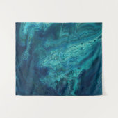 Blauw Blauwgroen acrylveeg Abstract vloeibaar Wandkleed (Voorkant (horizontaal))