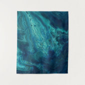 Blauw Blauwgroen acrylveeg Abstract vloeibaar Wandkleed (Voorkant)