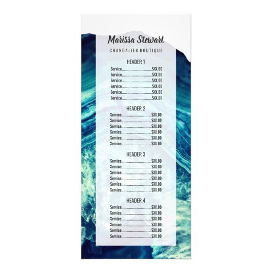 Blauw Blauwgroen Agaat Geode Stone Roos Gouden Pri Reclamekaart (Voorkant)