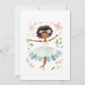Blauw Blauwgroen Ballerina Dark Skin Girl Verjaard Kaart (Achterkant)