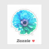 Blauw Blauwgroen Daisy bloemenretro blauw bloemig Sticker (Vel)