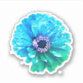 Blauw Blauwgroen Daisy bloemenretro blauw bloemig Sticker (Voorkant)
