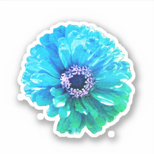Blauw Blauwgroen Daisy bloemenretro blauw bloemig Sticker (Voorkant)