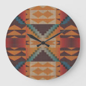 Blauw Blauwgroen Donkerbruin Beige Sinaasappel Roo Grote Klok (Voorkant)