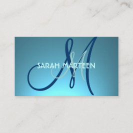 Blauw blauwgroen eenvoudig monogram aangepaste vis visitekaartje