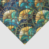 Blauw, blauwgroen en gouden Glas in lood Tissuepapier (Detail)