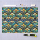 Blauw, blauwgroen en gouden Glas in lood Tissuepapier (Craft)