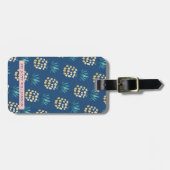 Blauw, Blauwgroen en gouden tropische anananasappe Bagagelabel (Voorkant horizontaal)