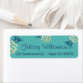 Blauw, Blauwgroen en gouden tropische anananasappe Etiket (Insitu)