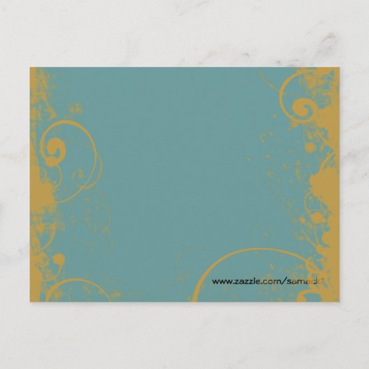 Blauw Blauwgroen en Goudgeel  Vogel Briefkaart (Achterkant)