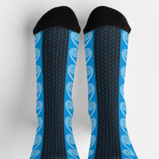 Blauw Blauwgroen en grijs Grieks patroon Sokken (Top)