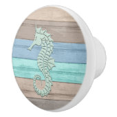 Blauw, Blauwgroen en Tan Beach Wood - Nautical Sea Keramische Knop (Rechts)