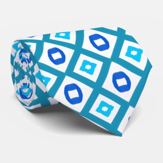 Blauw Blauwgroen en wit Stropdas (Opgerold)