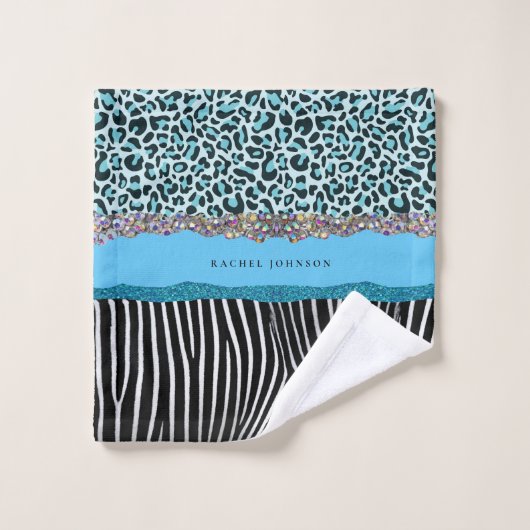 Blauw Blauwgroen en zwart glitter Beste handdoekse Bad Handdoek (Wasdoekje)