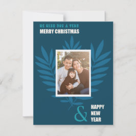 Blauw Blauwgroen Familie Afbeelding Lijst Kerstvak Notitiekaartje