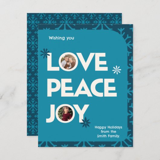 Blauw Blauwgroen Familie Custom Afbeelding Lijst K Notitiekaartje (Voorkant / Achterkant)