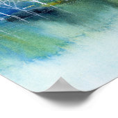 Blauw Blauwgroen Fantasy Abstract Landschapsschild Poster (Hoek)