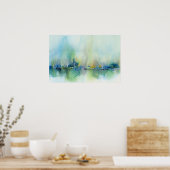 Blauw Blauwgroen Fantasy Abstract Landschapsschild Poster (Keuken)