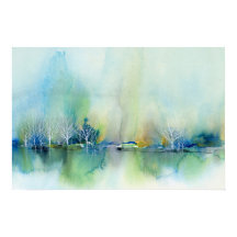 Blauw Blauwgroen Fantasy Abstract Landschapsschild