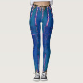 Blauw Blauwgroen Faux Blue Denim Leggings (Voorkant)