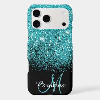 Blauw, Blauwgroen, Glitter, Naam en Monogram, Meis