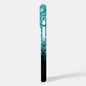 Blauw, Blauwgroen, Glitter, Naam en Monogram, Meis Case-Mate iPhone Case (Achterkant / Links)