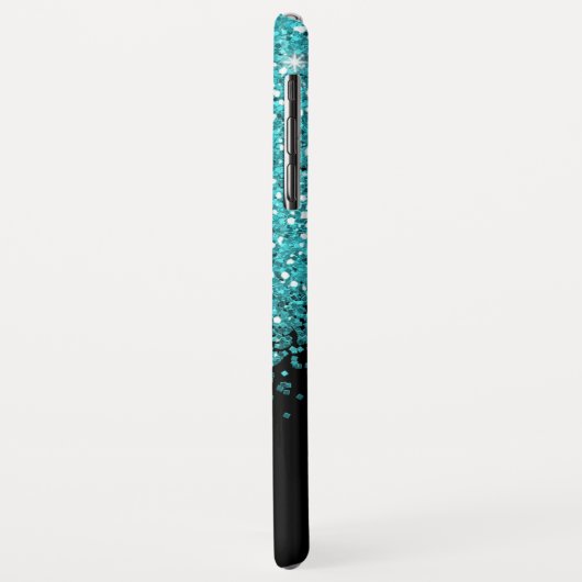 Blauw, Blauwgroen, Glitter, Naam en Monogram, Meis Case-Mate iPhone Case (Achterkant/links)