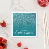Blauw Blauwgroen Glitter Ombre Quinceanera Servet (Insitu)