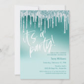 Blauw Blauwgroen Glitter Verrassing 50ste Verjaard Kaart (Voorkant)