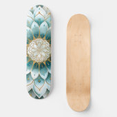 Blauw Blauwgroen Goud Bloemen Mandala Persoonlijk Skateboard (Voorkant)