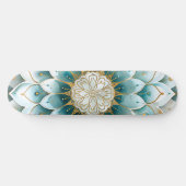 Blauw Blauwgroen Goud Bloemen Mandala Persoonlijk Skateboard (Horizontaal)