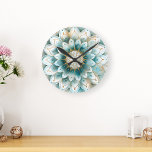 Blauw Blauwgroen Goud Bloemen Mandala Ronde Klok<br><div class="desc">Transformeer de manier waarop u tijd vertelt met onze Blauwgroen & gouden bloemenklok Mandala. Deze prachtig ontworpen klok heeft een prachtig mandala-patroon in levendig blauwgroen en goud, waardoor een vleugje kleur en artistieke flair naar elke kamer wordt gebracht. Het ingewikkelde ontwerp dient niet alleen als een functioneel uurwerk, maar ook...</div>