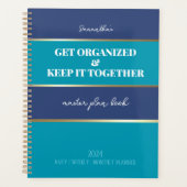 Blauw Blauwgroen Goud Modern Trendy Dagelijks Weke Planner (Voorkant)