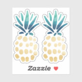 Blauw, Blauwgroen & Goud Tropische Ananas Fruit Sticker (Vel)