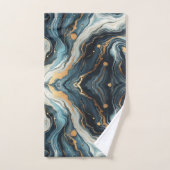 Blauw Blauwgroen Gouden Agaat Modern Glam Elegant Bad Handdoek (Handdoek)