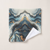 Blauw Blauwgroen Gouden Agaat Modern Glam Elegant Bad Handdoek (Wasdoekje)
