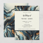 Blauw Blauwgroen Gouden Agaat Modern Glam Elegant  Kaart (Voorkant / Achterkant)