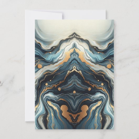 Blauw Blauwgroen Gouden Agaat Modern Glam Elegant Kaart (Achterkant)