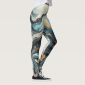 Blauw Blauwgroen Gouden Agaat Modern Glam Elegant  Leggings (Rechts)