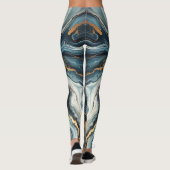 Blauw Blauwgroen Gouden Agaat Modern Glam Elegant  Leggings (Achterkant)