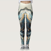 Blauw Blauwgroen Gouden Agaat Modern Glam Elegant  Leggings (Voorkant)