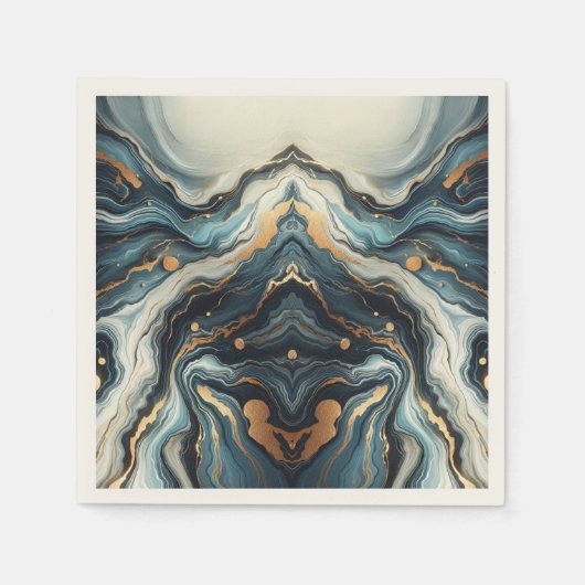 Blauw Blauwgroen Gouden Agaat Modern Glam Elegant  Servet (Voorkant)